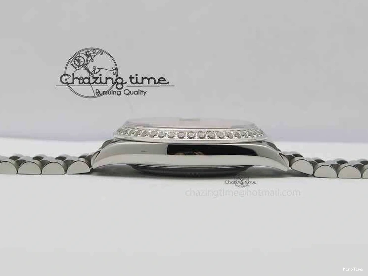 MiroTime 1218 Stylish Day Date 40mm SS BP Maker Best Edition Diamond Bezel Ice Blue Dial On SS Bracelet ETA 3699